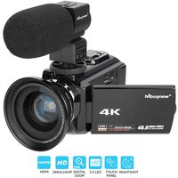 4K Camcorder, Mbuynow Video Camera 48MP 30FPS Ultra HD WiFi Digital Camera IR Night Vision 3.0" Touch Screen Video Camera Camcorder with External Microphone, Wide Angle Lens, DV Bag