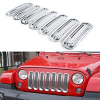 RT-TCZ Upgrade Version Clip-on Grille Front Mesh Grille Inserts for Jeep Wrangler 2007-2015 (Chrome)
