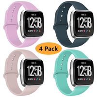 Coperr 4 Packs Bands Compatible with Fitbit Versa/Fitbit Versa 2 / Fitbit Versa Lite for Women and Men, Soft Silicone Sport Strap Replacement Wristband with Ventilation Holes for Fitbit Versa