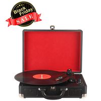 DIGITNOW Turntable Record Player 3speeds with Built-in Stereo Speakers, Supports USB / RCA Output / Headphone Jack / MP3 / Mobile Phones Music Playback,Suitcase Design(Black)