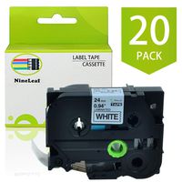 NineLeaf 20 Roll Label Tape Replacement Compatible for Brother TZe-251 TZe251 TZ-251 TZ251 Laminated use for P-Touch D600 2430PC PT-P750W PT-E550WVP Label Marker (24mm x 8m Black on White)