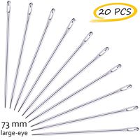 Set of 20 Long Needles (73 mm / 2.9 inch) with Large Eye, Good for Sewing, Leather Works, Yarn etc.