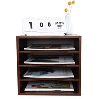 PAG Office Supplies Desk Organizer Wood File Mail Sorter with 3 Adjustable Drawer Boards (Brown)