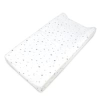 American Baby Company Printed 100% Natural Cotton Jersey Knit Fitted Contoured Changing Table Pad Cover, Also Works with Travel Lite Mattress, Grey Stars and Moon, Soft Breathable, for Boys and Girls