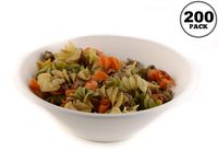 [200 PACK] 32oz Round Disposable Bowls Deep - Natural Sugarcane Bagasse, Bamboo Fibers, Sturdy Compostable, Eco Friendly, Environmental, Paper Plastic Bowl Alternative, Tree Free by EcoQuality