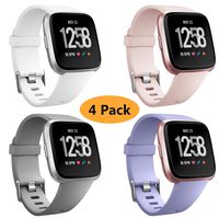 Neitooh 4 Packs Bands Compatible with Fitbit Versa/Versa 2/Fitbit Versa Lite for Women and Men, Classic Soft Silicone Sport Strap Replacement Wristband for Fitbit Versa Smart Watch