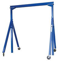 Vestil AHS-2-10-16 Steel Adjustable Height Gantry Crane, 2000 lbs Capacity, 10' Length x 6" Height Beam, 126"-192" Usable Height