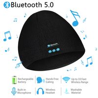 Bluetooth Beanie, Wireless Bluetooth 5.0 Headphone Beanie Hat for Men Women, Unisex Winter Music Hat Knit Slouchy Beanie Skully Cap with Stereo Speaker Headset Mic Hands Free for Outdoor Sports