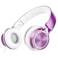 AILIHEN MS300 Wired Headphones, Stereo Foldable Headset for iOS Android Smartphone Laptop Tablet PC Computer (Purple)