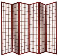 Legacy Decor 6 Panel Japanese Oriental Style Room Screen Divider Cherry Color