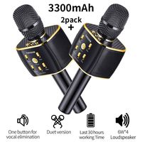Duet Version 3300mAh Wireless Karaoke Microphone 12w Hi-Fi Bluetooth Speaker Player for iPhone Android Smartphone, Dual Sing the newest verision in 2019
