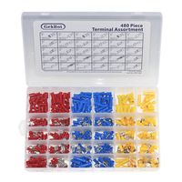 GekBot Wire Crimp Connectors, 480pcs Electrical Automotive Wire Assortment Connector Kit, Non Insulated Solderless Terminal Repair Lug Kit, Spade Ring Butt Male Female Assorted Set