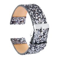 KuToo Replacement for Fitbit Blaze Band Large Small, Leather Flash Glitter Bling Band Wristband Strap Replacement Band for Fitbit Blaze Smart Watch Tracker (3D Glitter Dark Grey)