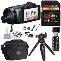 Canon Vixia HF W10 Waterproof Camcorder Bundle with Ritz Gear 64B Memory Card, Card Reader, Tabletop Tripod, Camera Bag and XIT Deluxe Cleaning Kit