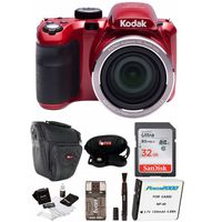 Kodak AZ421 PIXPRO Astro 16 MP Digital Camera (Red) with 32GB SD Card and Accessory Bundle