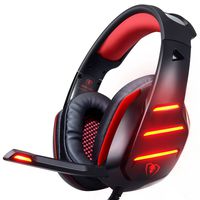 BlueFire PS4 Headset Bass Stereo Over-ear Gaming Headphone with LED Light, Volume Control and Noise-Canceling Mic for PS4 / New Xbox One/Xbox One S/Xbox One X/Nintendo Switch/PC/Phones(Red)