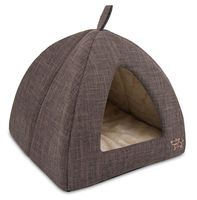 Best Pet Supplies Pet Tent-Soft Bed for Dog & Cat - Brown Linen 16" x H: 14"
