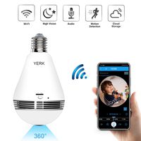 WiFi Security Light Bulb Camera, 360 Degree Panoramic 1080p IP Camera with IR Motion Detection, Night Vision, Two Way Audio for Pet Home Surveillance