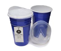 Rolling Sands Reusable BPA-Free 16 Ounce Blue Party Cups with Lids - 2 Pack, Made in USA