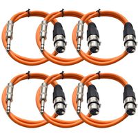Seismic Audio SATRXL-F2Orange6 2-Feet XLR Female to 1/4-Inch TRS Patch Cables - Orange