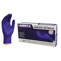 AMMEX Medical Indigo Nitrile Gloves - 4 mil, Latex Free, Powder Free, Textured, Disposable, Non-Sterile, XLarge, AINPF48100-BX, Box of 100