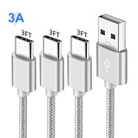 Charger Cable For Samsung Galaxy S10 S10E S9 Plus A50 A20 A20E A10E A70 A80 A30 A40 A90 A9 2018,3.3FT 3 Pack USB Type C Charging Power Cord,Fast/Quick Charge 3.0,Nylon Braided Data Cell Phone Wire