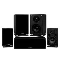 Fluance Elite Series Compact Surround Sound Home Theater 5.0 Channel Speaker System Including Two-Way Bookshelf, Center Channel, and Rear Surround Speakers - Black Ash (SX50BC)