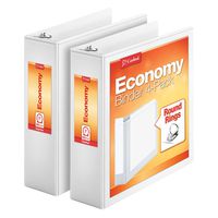 Cardinal Economy 3" Round-Ring View Binders, 3-Ring Binder, Holds 625 Sheets, Nonstick Poly Material, PVC-Free, White, 2-Pack (79530)