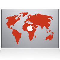 The Decal Guru World Map MacBook Decal Vinyl Sticker - 13" MacBook Pro (2015 & Older) - Orange (0194-MAC-13P-P)