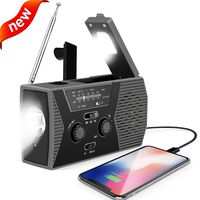 Emergency Solar Hand Crank Portable Radio,AM/FM NOAA Weather Radio for Household and Outdoor Survival with LED Flashlight, 2000mAh Power Bank USB Charger, Reading Lamp,SOS Alarm(Gray)