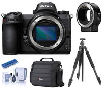 Nikon Z6 FX-Format Mirrorless Digital Camera Body with Mount Adapter FTZ, Bundle with Camera Bag, Slik Sprint Pro II Aluminum Tripod with SBH-100DQ Ball Head, Cleaning Kit, Card Reader