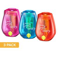 Bostitch Office Twist-N-Sharp Manual Pencil Sharpener, Single Hole, 3-Pack