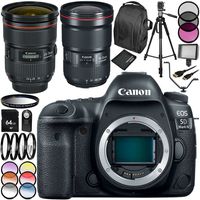 Canon EOS 5D Mark IV DSLR Camera with EF 24-70mm f/2.8L II USM Lens & EF 16-35mm f/2.8L III USM Lens 28PC Accessory Kit - Includes 64GB Memory Card + MORE
