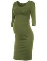 Peauty Maternity Dress, Army Green (3/4 Sleeve) M