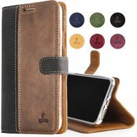 Snakehive iPhone 7 Plus Case, Vintage Collection Apple iPhone 7 Plus Wallet Case in Nubuck Leather Credit Card/Note Slot Apple iPhone 7 Plus (Black Brown)