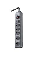 Woods 41546 Metal Surge Protector with 6 Outlets Lighted Circuit Breaker Switch, 900J of Protection, 3 Foot Cord, Dark Gray
