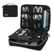 Electronics Organizer, Vivefox Double Layer Travel Bag Accessories Cable Organizer for Cords, USB Cable, SD Cards, Hard Drive, Power Bank, E-Book Kindle, iPad and More (Medium, Black)