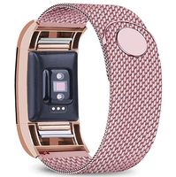 Bopha Replacement Bands Compatible for Fitbit Charge 2 Stainless Steel Metal Bracelet with Unique Magnet Clasp (Small, Rose Pink)