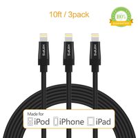 KINPS Apple MFi Certified Lightning to USB Cable 10ft/3m iPhone Charger Cord Super Long for iPhone Xs/XS Max/XR/X / 8/8 Plus / 7/7 Plus / 6S / 6S Plus, iPad Pro/Air/Mini (Black, 3 Pack)
