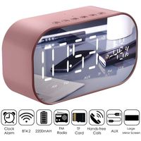 Haokaini Digital FM Radio Alarm Clock, Wireless Alarm Clock Radio with Bluetooth Speakers, Multi-Functional Car Sub-woofer for Bedroom Outdoor Office (Color : Rose Gold)