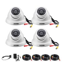 ZOSI 4 Pack 1080p Dome Camera Outdoor Indoor (Hybrid 4-in-1 HD-CVI/TVI/AHD/960H Analog CVBS),2.0MP (1920TVL) FHD Day Night Weatherproof Security CCTV Camera Kit,Night Vision Up to 65FT(20M)