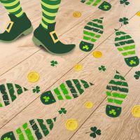 D-FantiX St. Patrick's Day Decorations,12 Sheet/ 252Pcs Leprechaun Footprints Floor Decal Stickers Shamrock Gold Coin Decals Removable Wall Sticker Window Clings for Party Favors Supplies