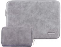 13.3 Inch PU Leather Padded Laptop Sleeve HBLOOMYST 13 Inch Frosted Protective Notebook Bag Computer Case Cover for MacBook Pro MacBook Air Chromebook Acer Dell HP Samsung Sony + Cable Bag(Gray)