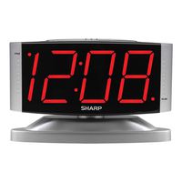 SHARP Home LED Digital Alarm Clock - Swivel Base - Outlet Powered, Simple Operation, Alarm, Snooze, Brightness Dimmer, Big Red Digit Display, Silver Case