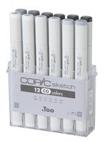 Copic Markers 12-Piece Sketch Set, Cool Gray