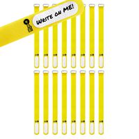 Wrap-It Storage Cinch-Straps, 12" 16 Pack (Yellow), Features Stainless Steel Buckle and Label for Cord Identification, Reusable Multi-Purpose Securing Cable Straps, Cord Wrap, Cord Organizers