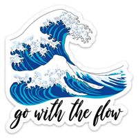 Stickeroonie Go with The Flow Japanese Kanagawa Wave Vinyl Sticker, Cool Weather & Water Resistant Sticker, 4" x 4" Size
