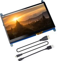 for Raspberry Pi Screen with Case, 7 inch IPS Touch Screen Capacitive Display 1024x600 for Raspberry Pi Retropie, Portable Monitor with Keyboard Leather Holder