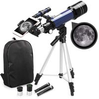 USCAMEL Astronomical Refractor Telescope for Kids Beginners - 70mm Refractor Telescope with Backpack, Smartphone Adapter and Adjustable Tripod for Moon Viewing