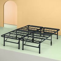 Sleep Master - Platform Metal Bed Frame/Foundation Set(SmartBase + Metal Brackets for Headboard & Footboard Attachment + Bed Skirt - Full) - Perfect for Spring, Latex, and Memory Foam Mattresses